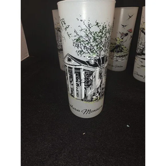 Vintage Libbey Frosted Glasses Set of 6 - Southern Hospitality Plantation Scenes - Picture 3 of 16